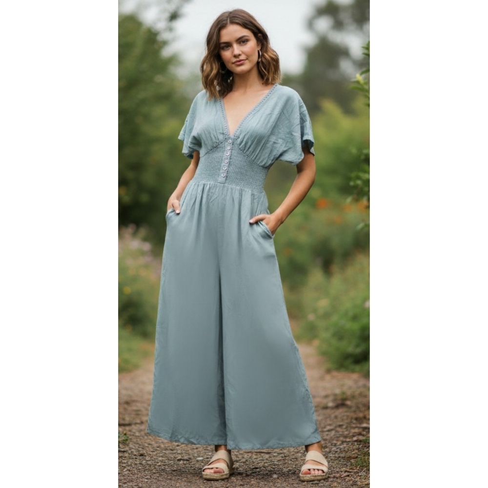 Patrons Of Peace Wide Leg Jumpsuit Blue Size XS
